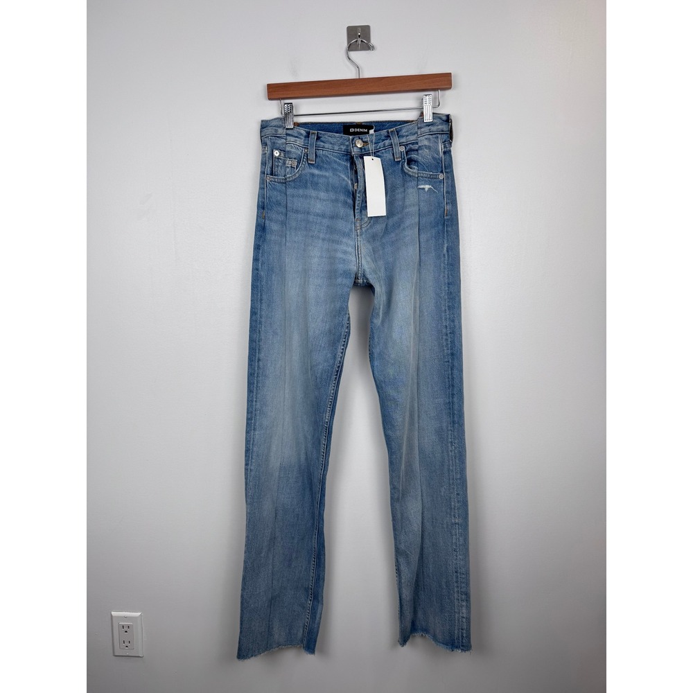 NWT EB Denim Womens High Rise Straight Leg Reconstructed Jeans Blue Size 27
